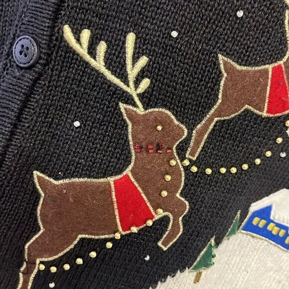 Bobbie Brooks Women’s V-neck Christmas Beading Embroidery Sleeveless Vest-L - Picture 13 of 16